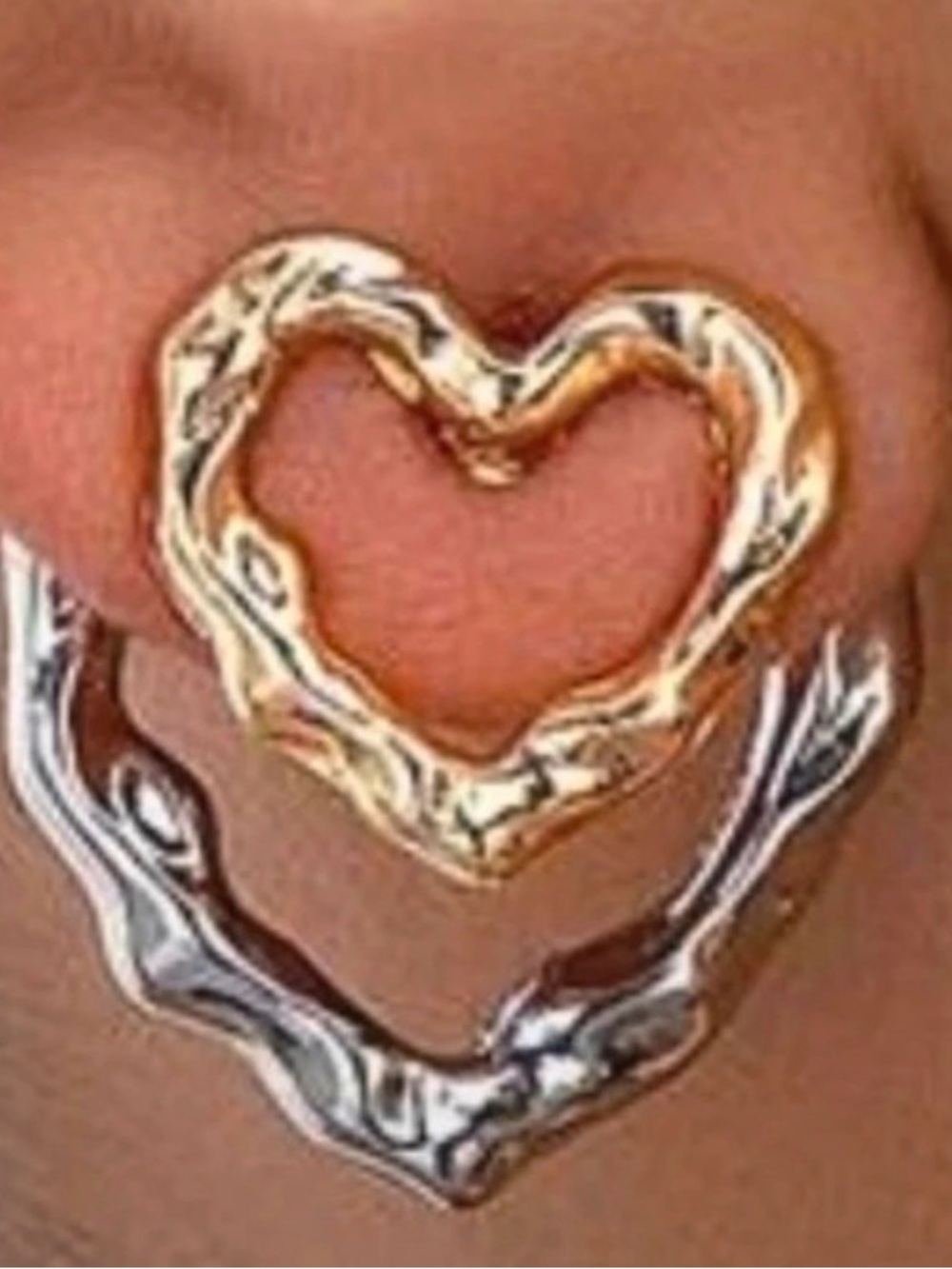 Gold and Silver Heart Hoop Earrings - Women Jewelry